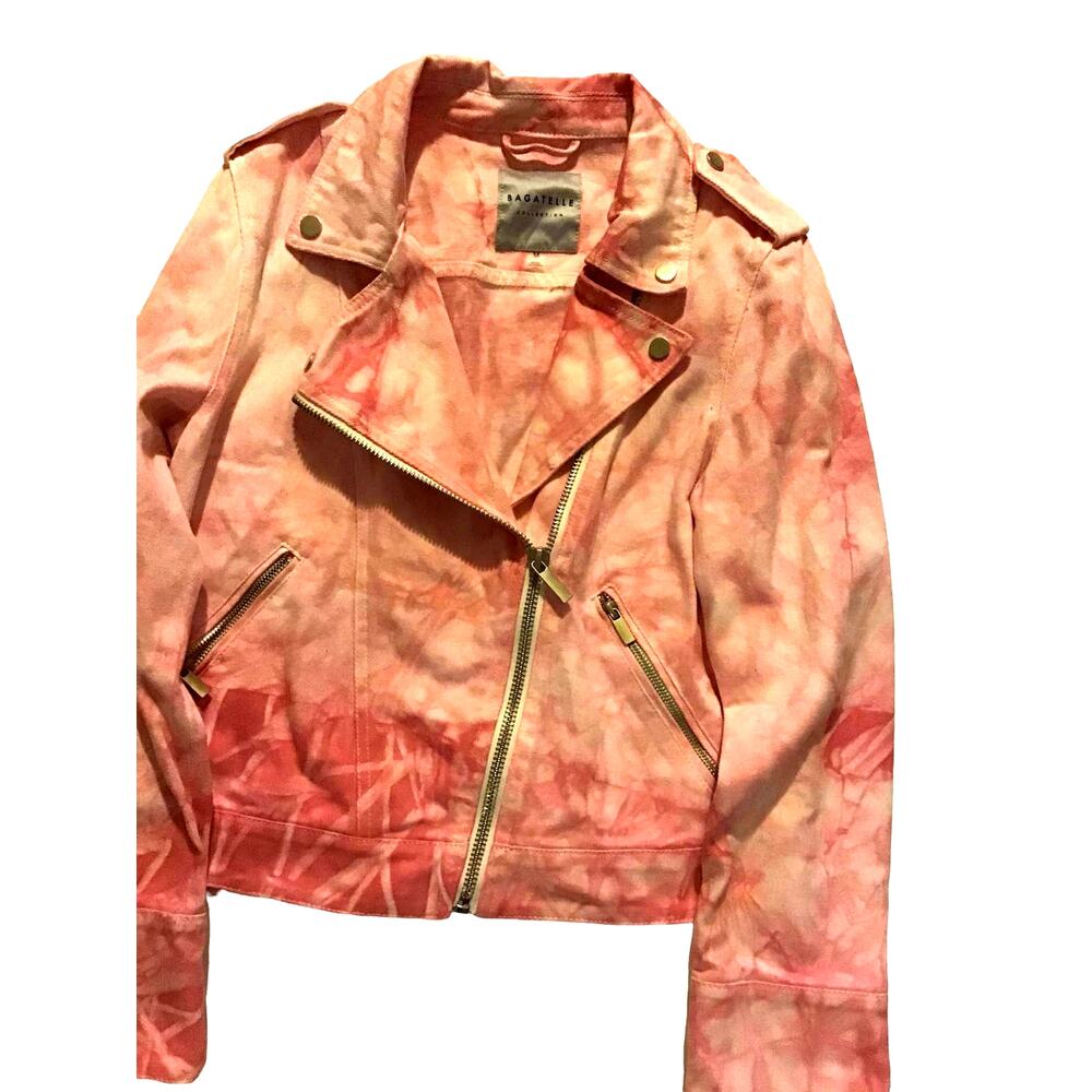 Bagatelle Women's Jeans Jacket Size M Pink Tie Dye